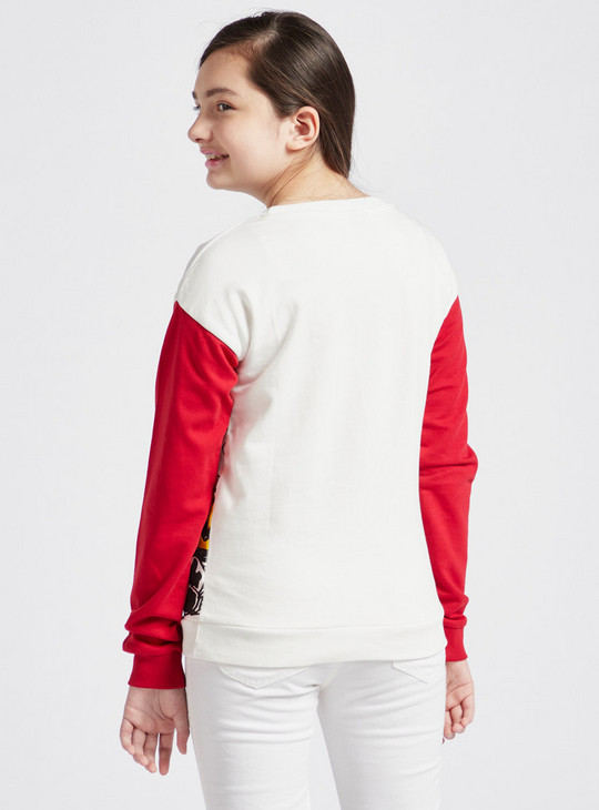 Snoopy Print Colourblock Sweatshirt with Long Sleeves