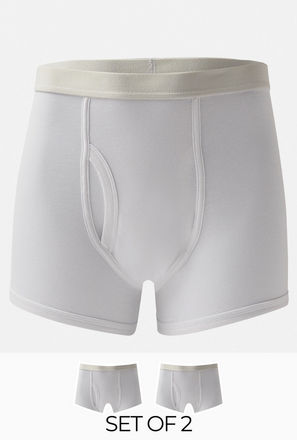 Set of 2 - Plain Antibacterial Trunks with Elasticised Waistband-mxmen-clothing-underwear-knithipster-1