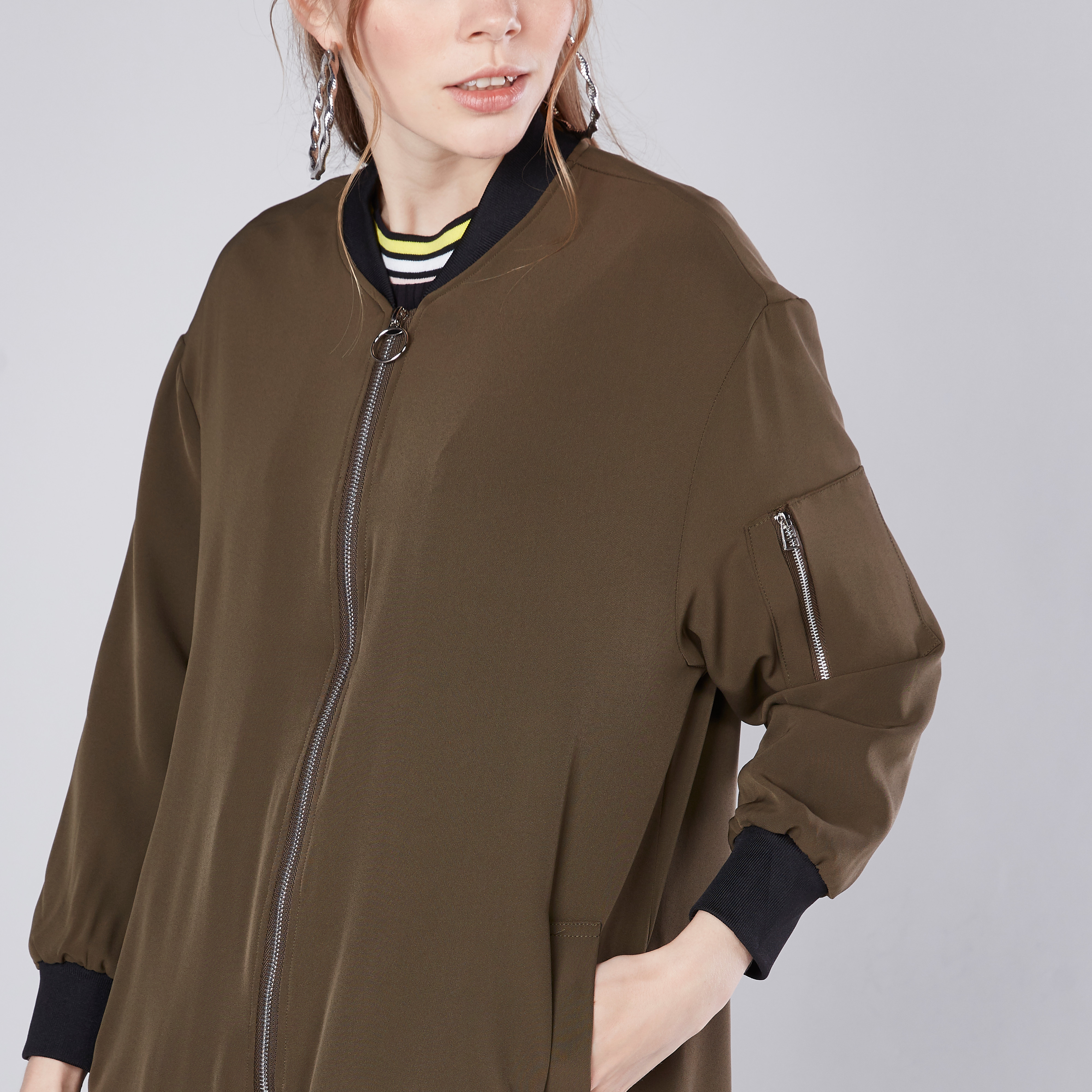 Longline bomber jacket ladies best sale