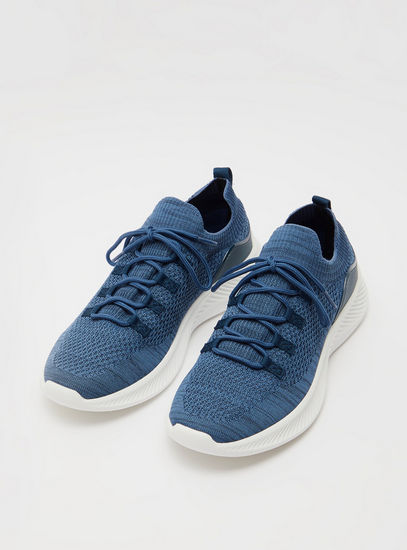 Textured Lace-Up Sports Shoes with Pull Tab