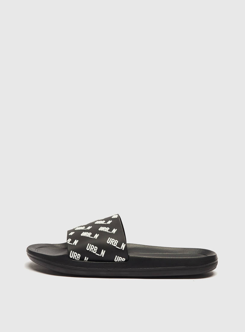 Embossed Slip-On Slide Sandals-Sandals-image-0