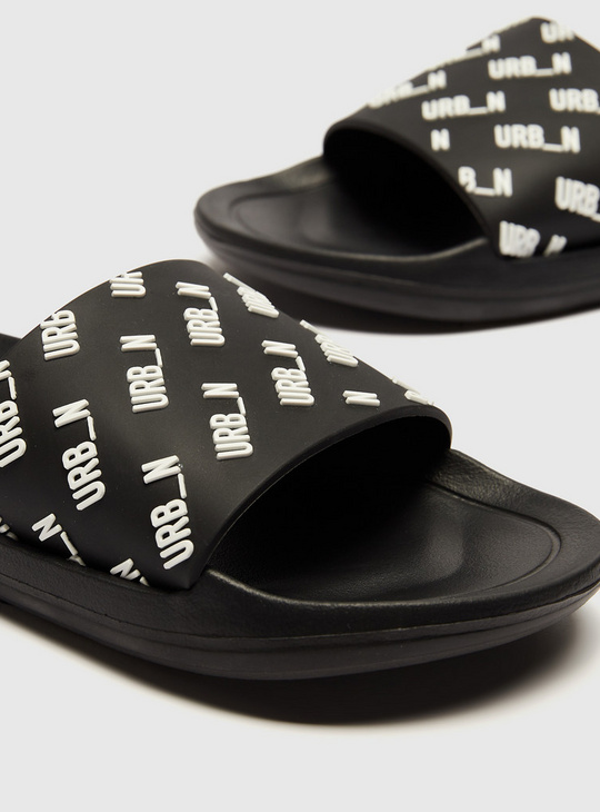 Embossed Slip-On Slide Sandals