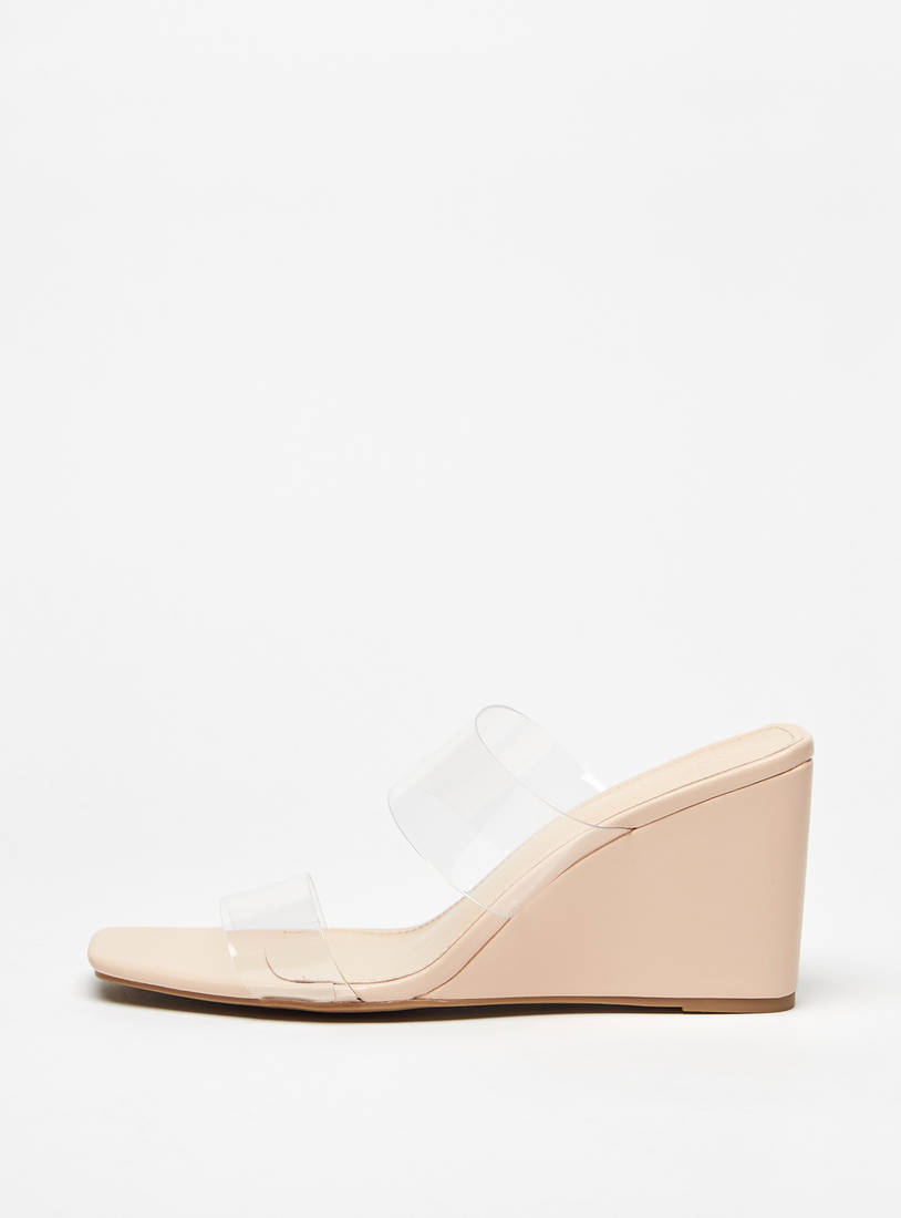 Solid Slip-On Sandals with Wedge Heels-Sandals-image-0