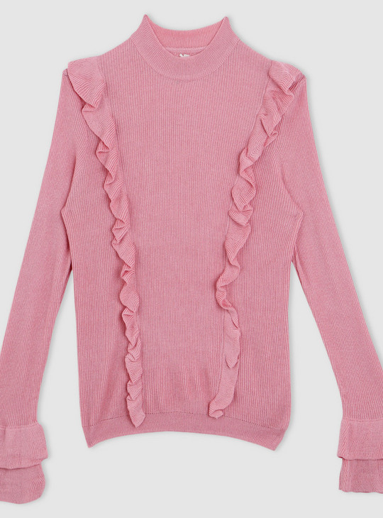 Shop Ribbed Ruffle Detail Sweater Online | Max UAE
