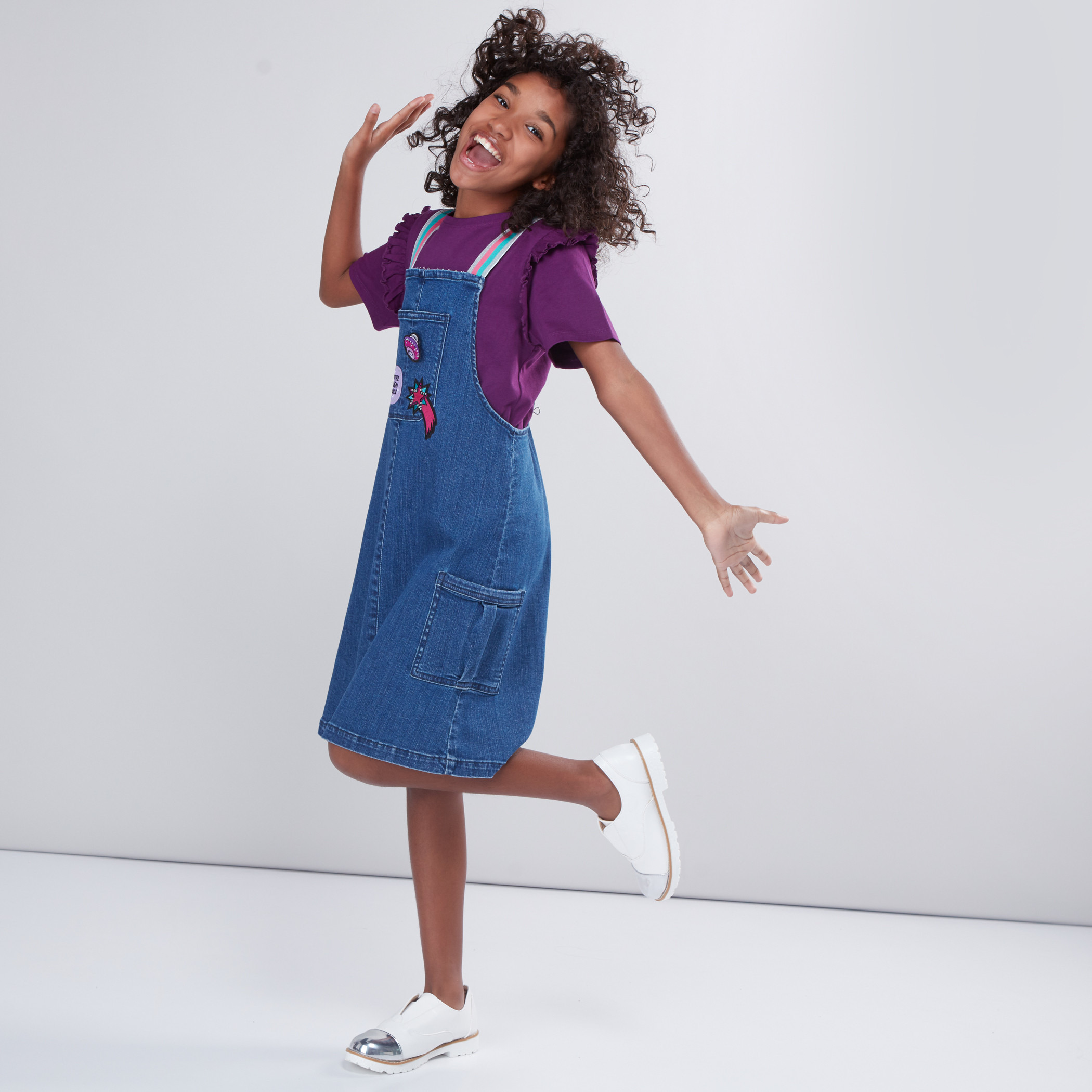 Denim dungaree dress store online