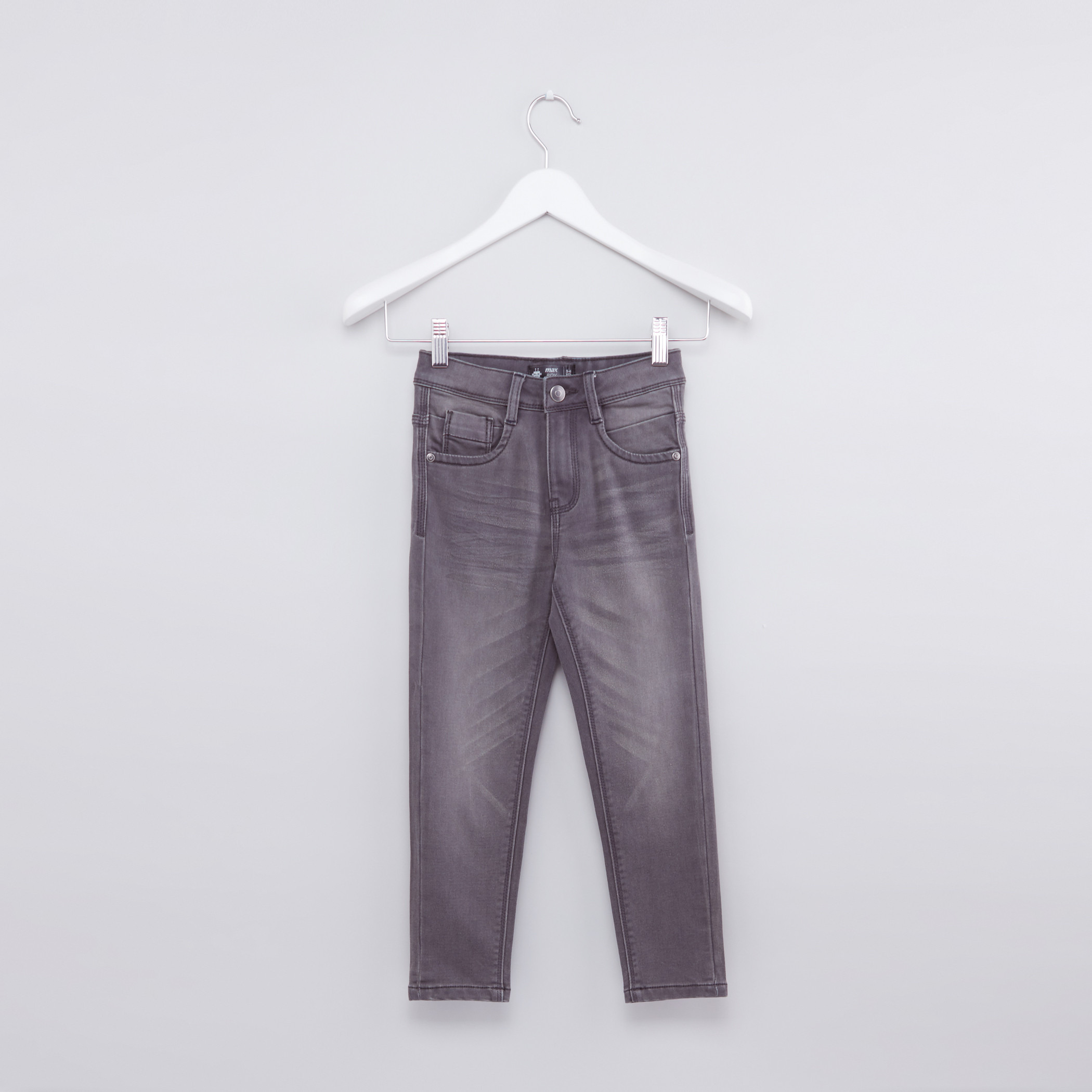 Shop Full Length Jeans with Pocket Detail and Button Closure Online Max Bahrain