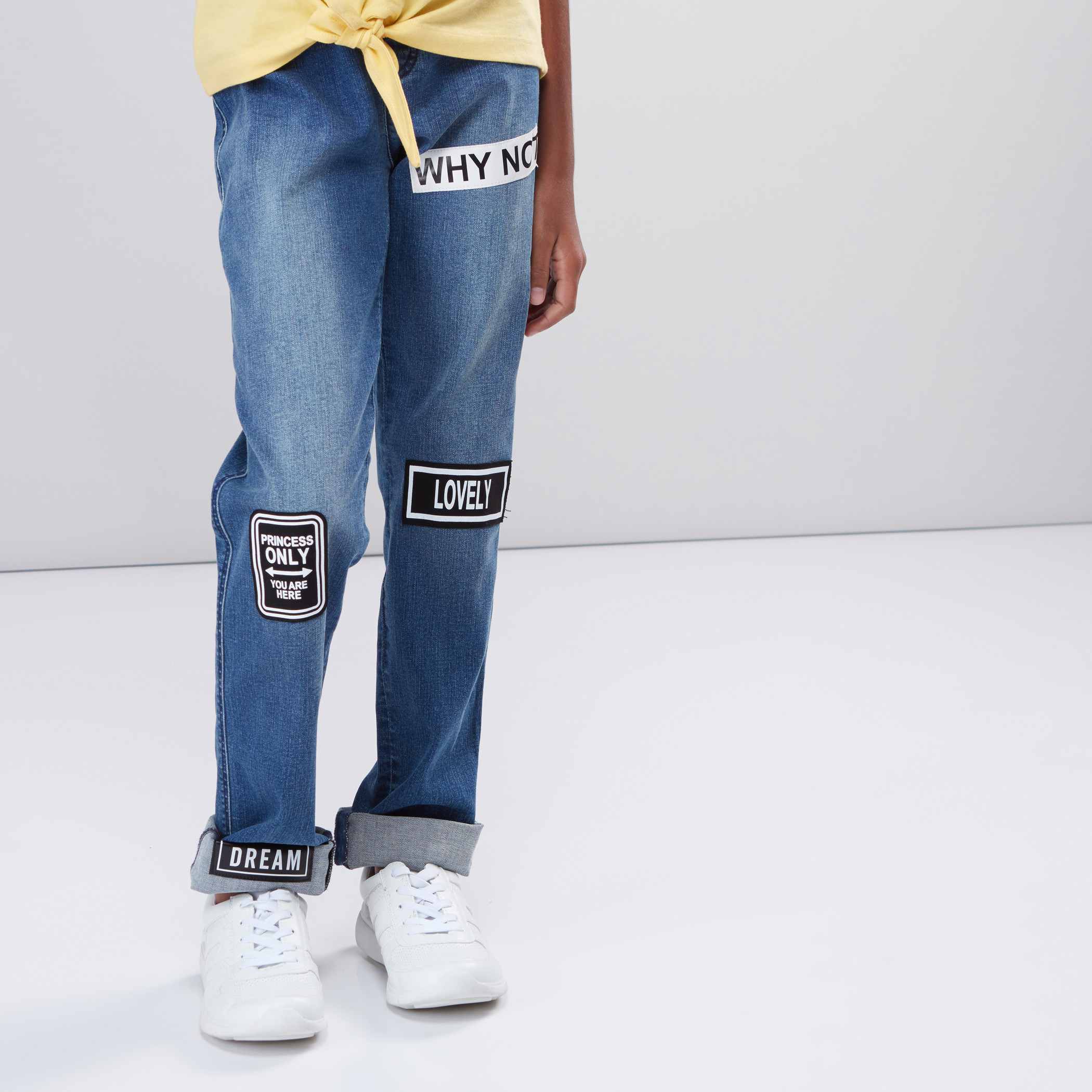 Shop Printed Full Length Jeans with 