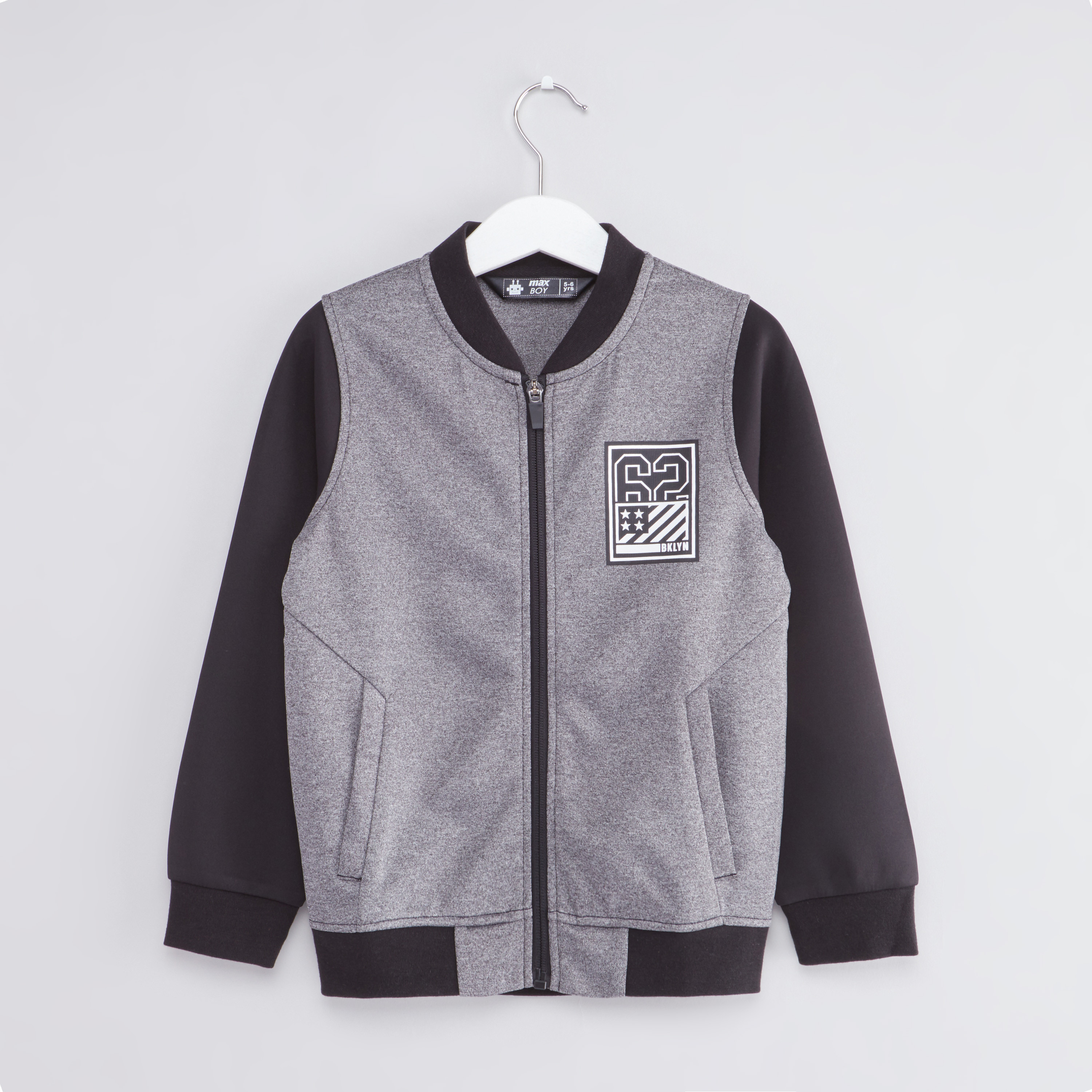 Shop Solid Varsity Jacket with Pocket Detail and Long Sleeves Online | Max  UAE