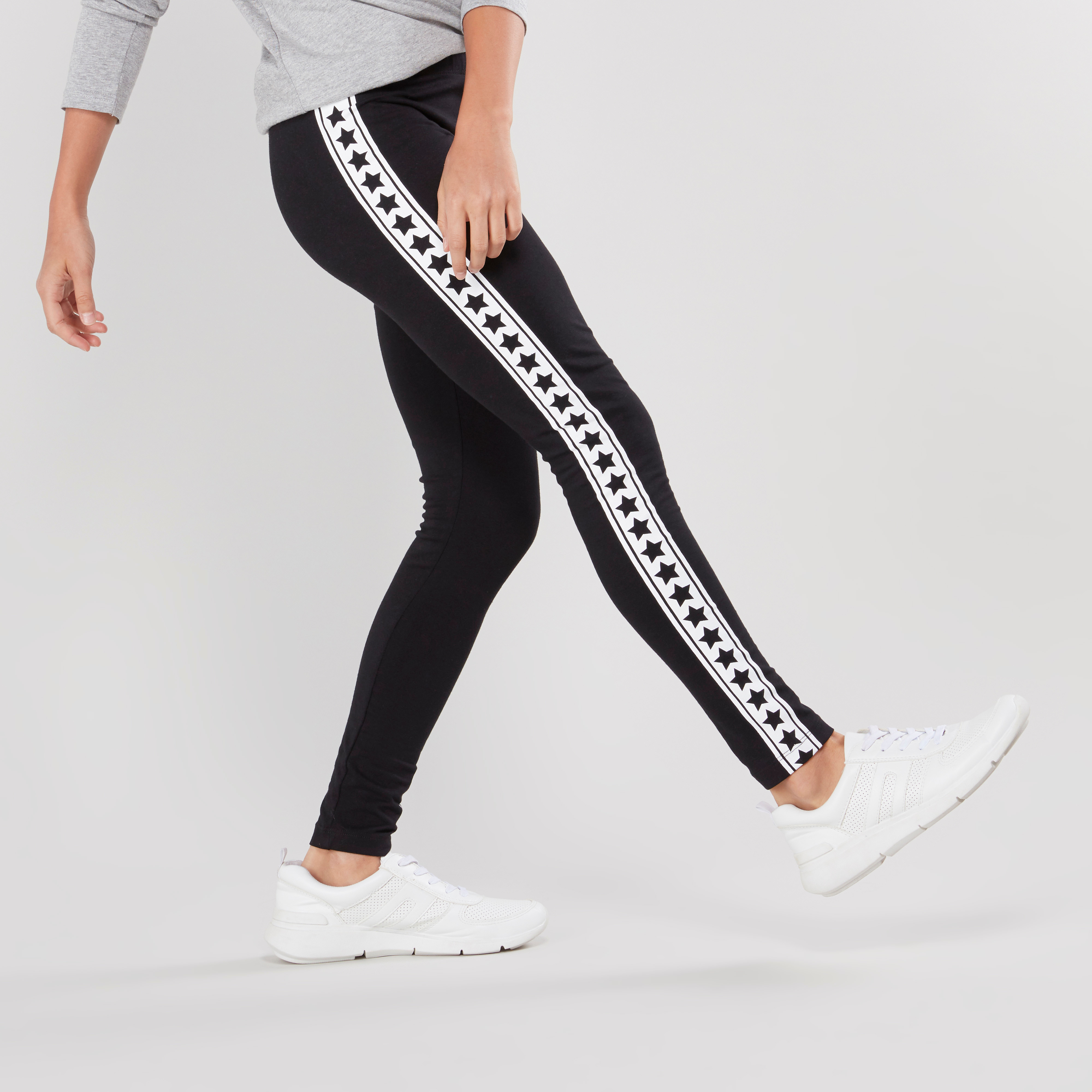 Shop Full Length Leggings with Printed Side Tape Online | Max UAE