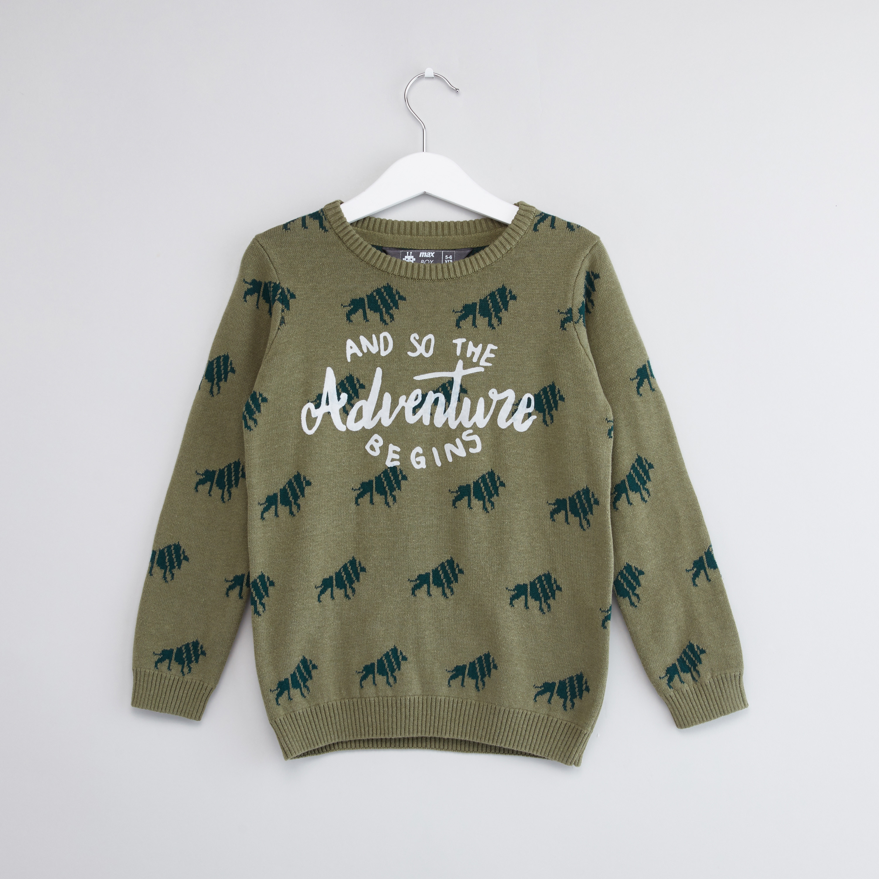 Shop Printed Round Neck Sweater with 