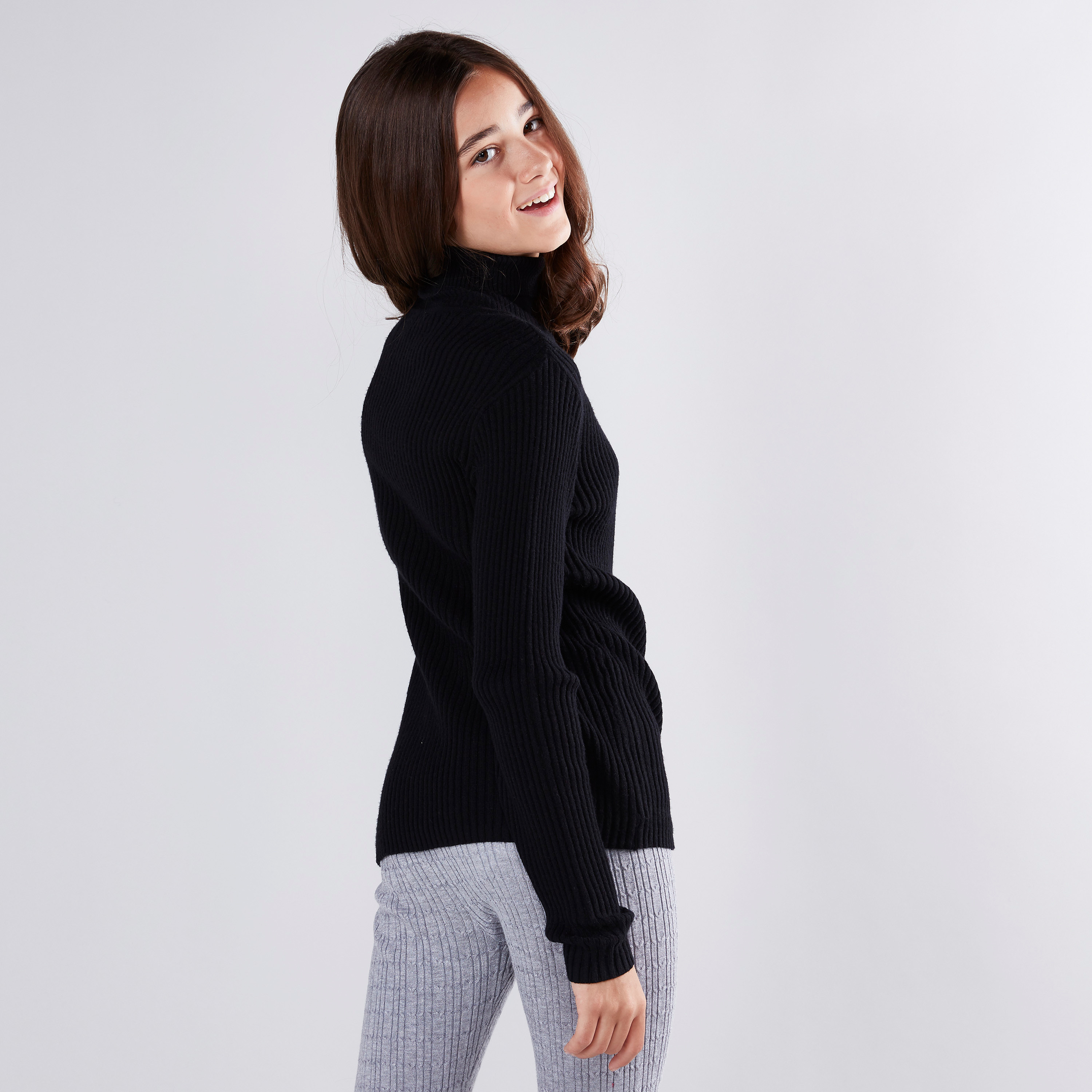 Girls black ribbed on sale turtleneck