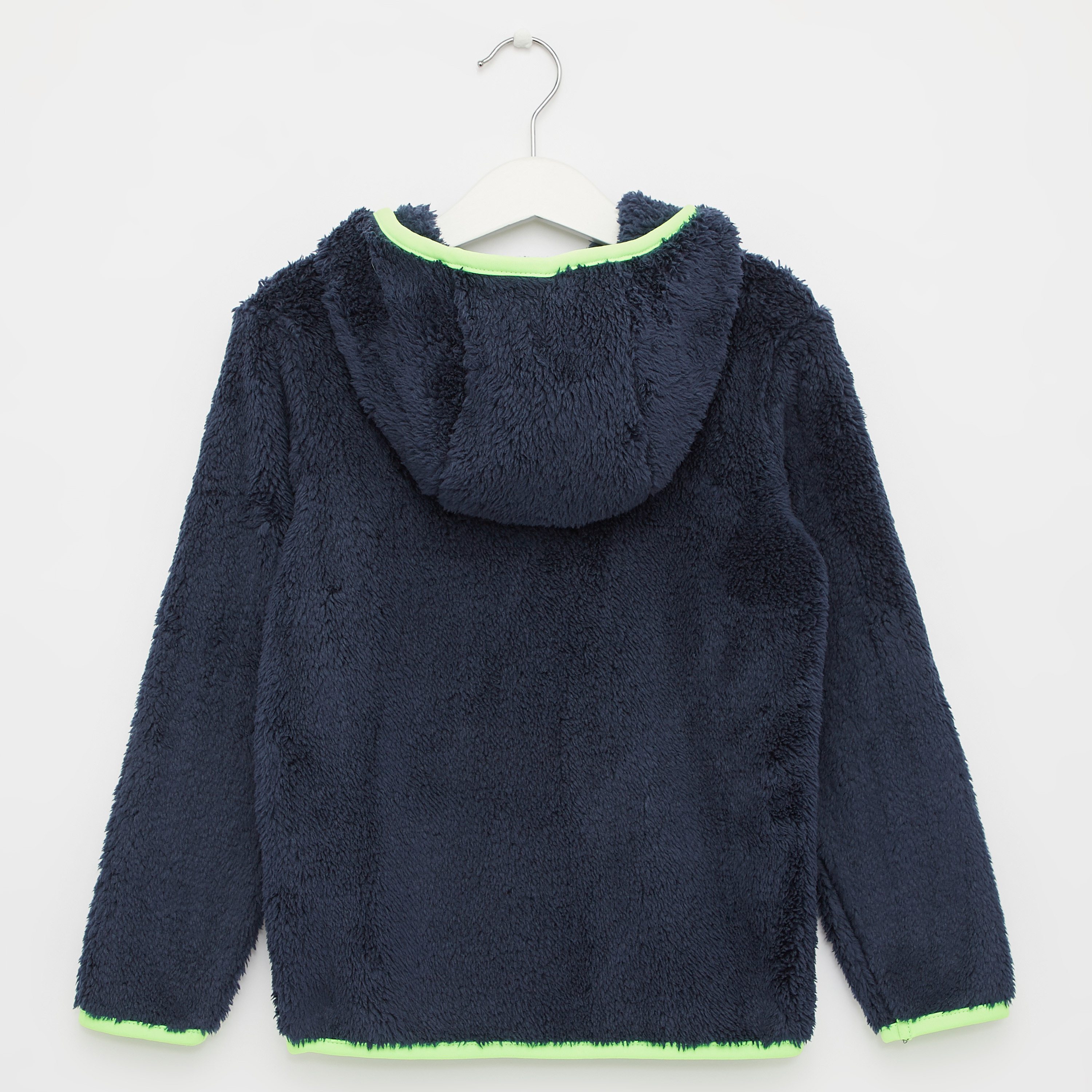 Shop Plush Hooded Neck Jacket with Long Sleeves and Zip