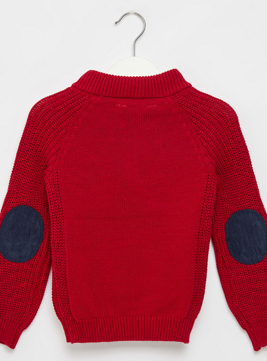 Textured High Neck Sweater with Long Sleeves and Zip Closure