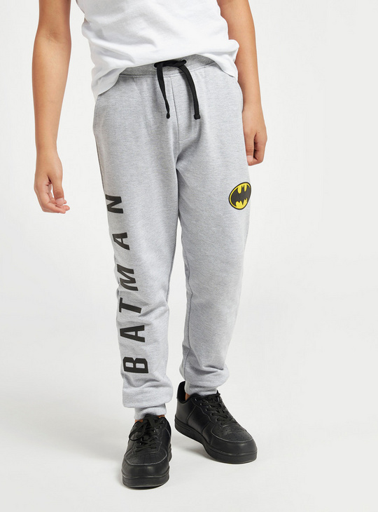 Batman Print Jog Pants with Pockets and Logo Detail