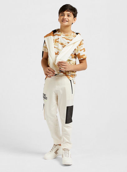 Printed Cargo Joggers with Drawstring Closure