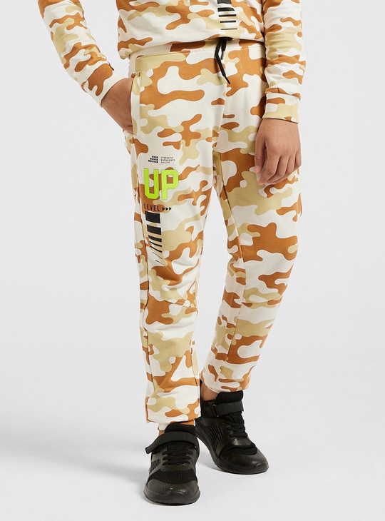 Camouflage Print Joggers with Drawstring Closure