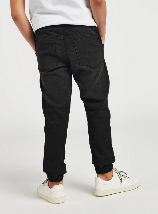 Solid Full-Length Joggers with Drawstring Closure and Pockets