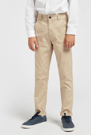 Solid Chinos with Pocket Detail and Belt Loops