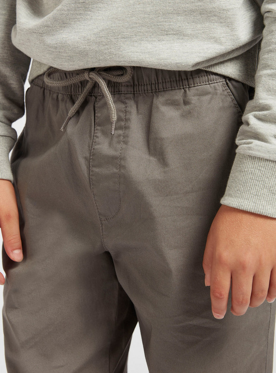Solid Jog Pants with Pockets and Drawstring