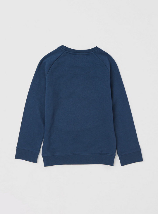 Embroidery Detail Sweatshirt with Round Neck and Long Sleeves