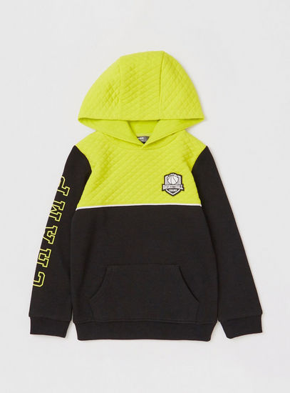 Colourblocked Hooded Sweatshirt with Quilted Panels