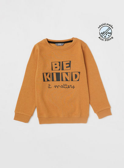 Printed Anti-Pilling Sweatshirt with Round Neck and Long Sleeves