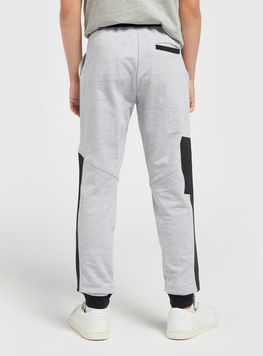 Side Panel Graphic Print Cuffed Jog Pants with Drawstring Closure