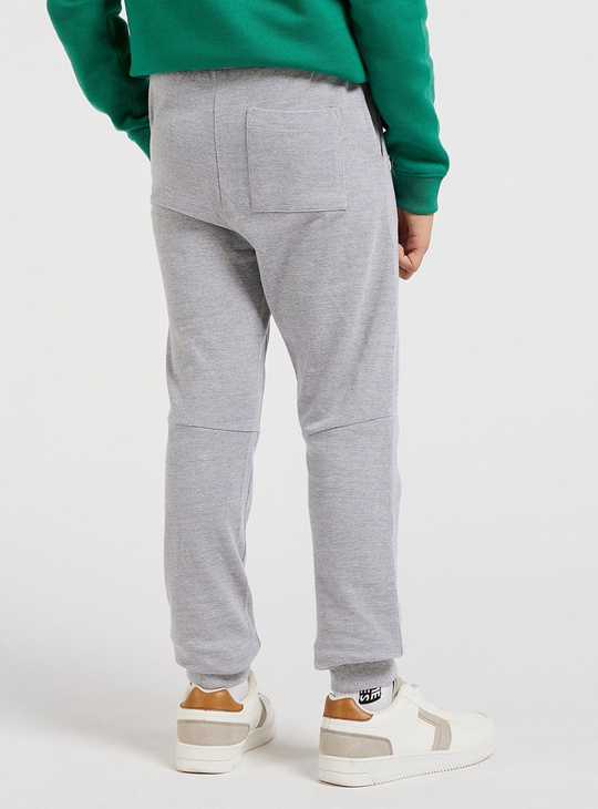 Solid Mid-Rise Full-Length Joggers with Drawstring Closure