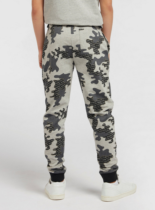 All-Over Camouflage Print Jog Pants with Drawstring Closure