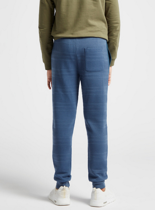 Textured Jog Pants with Drawstring Closure and Pockets