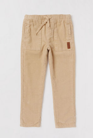 Full Length Corduroy Pants with Drawstring Closure