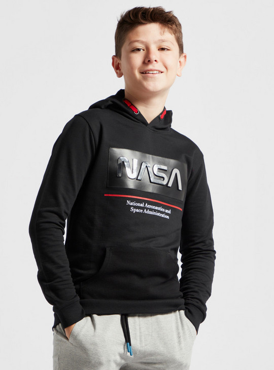NASA Hooded Sweatshirt with Long Sleeves and Kangaroo Pocket