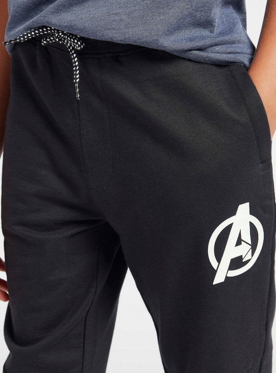 Avengers Print Jog Pants with Pockets and Drawstring Closure