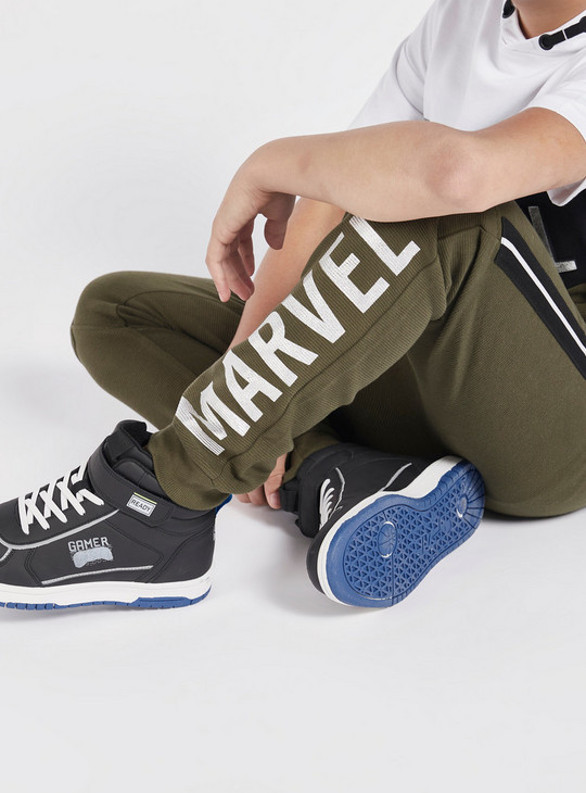 Marvel Print Mid-Rise Joggers with Tape Detail