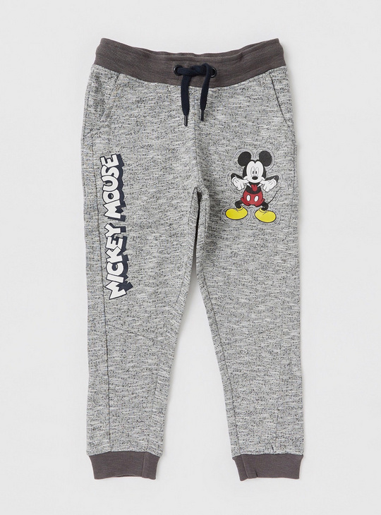 Mickey Mouse Print Jog Pants with Drawstring Closure