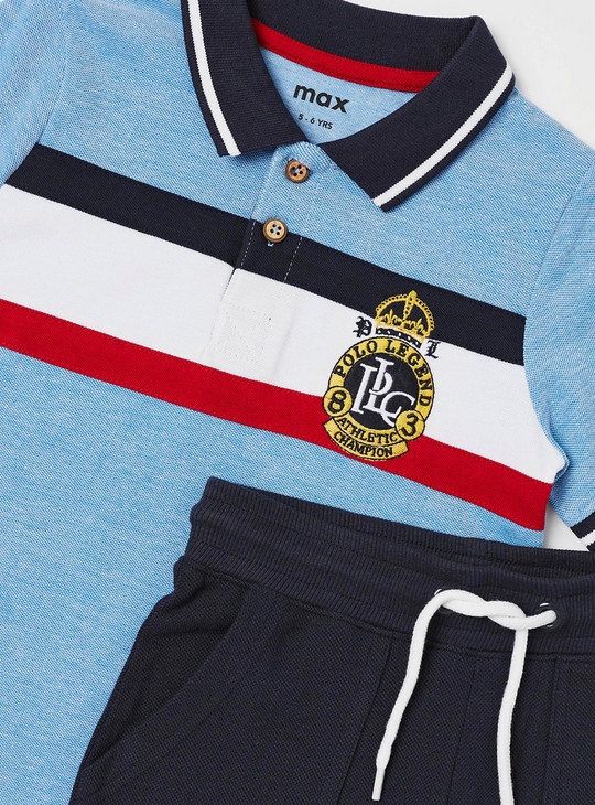 Panelled Polo T-shirt and Shorts Set