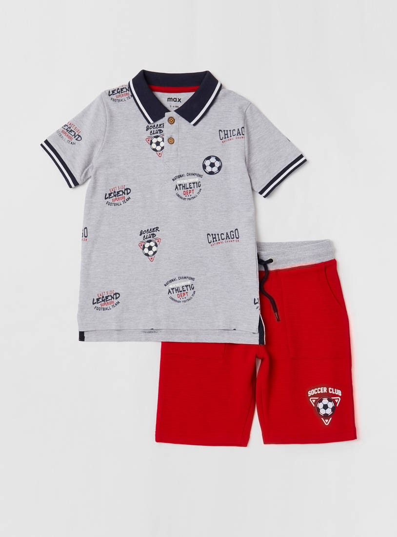 Set of 2 - All-over Print Polo T-shirt and Shorts-Sets & Outfits-image-0