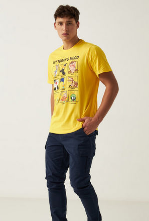 Looney Tunes Print T-shirt with Crew Neck and Short Sleeves
