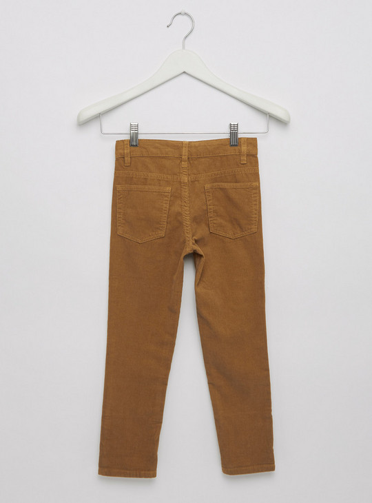 5-Pockets Textured Jeans with Button Closure