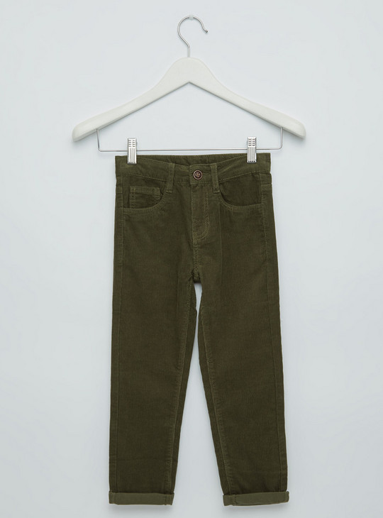 5-Pockets Textured Jeans with Button Closure