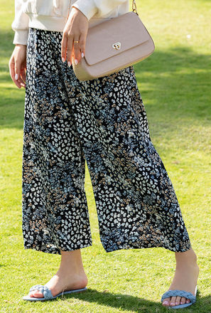 Animal and Floral Print Mid-Rise Palazzos