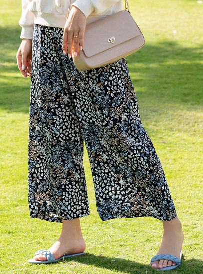 Animal and Floral Print Mid-Rise Palazzos