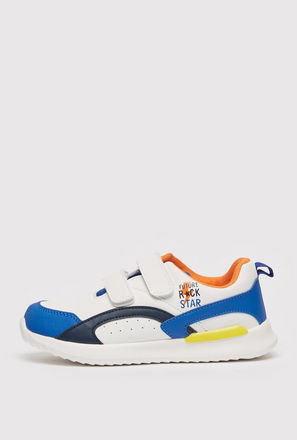 Colourblock Sneakers with Hook and Loop Closure