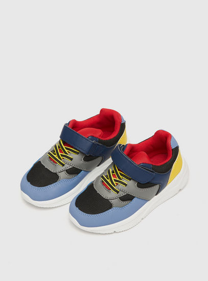 Colourblock Sneakers with Hook and Loop Closure