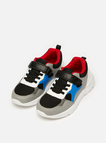 Panelled Sneakers with Hook and Loop Closure-Sports Shoes-image-1