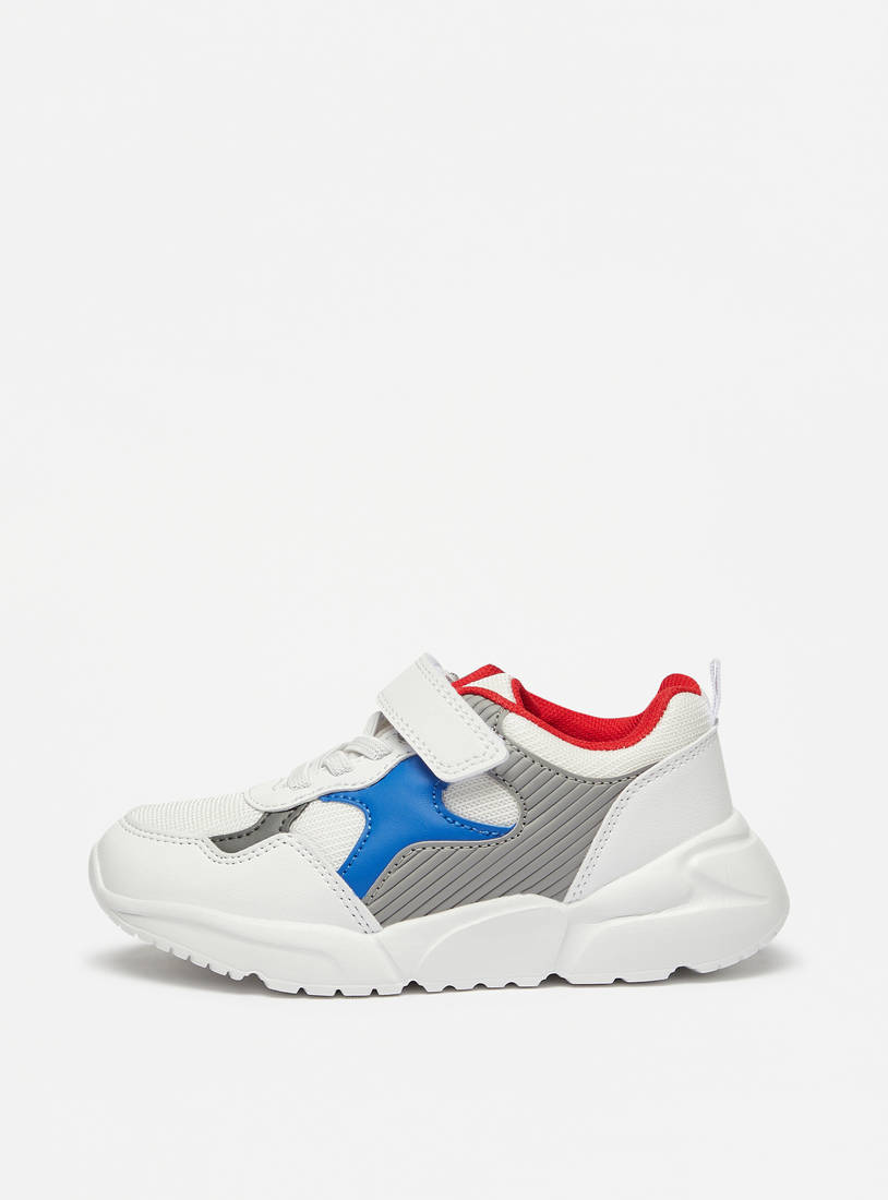 Colourblock Sneakers with Hook and Loop Closure-Sports Shoes-image-0