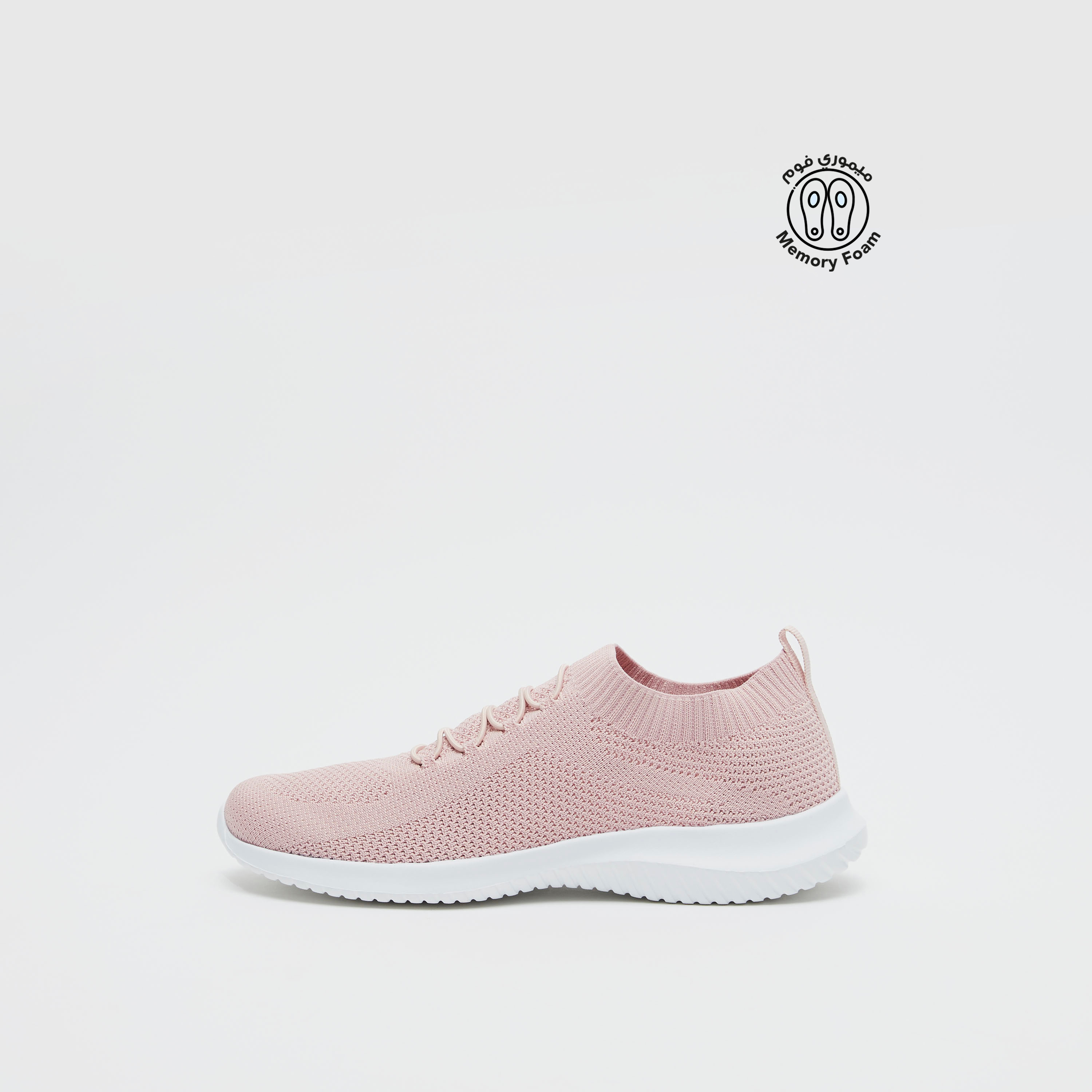 Shop Textured Sports Shoes with Pull Tab and Lace-Up Detail Online