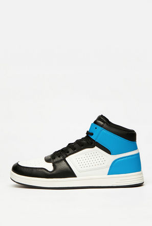 Colourblocked High Top Sneakers with Lace Closure