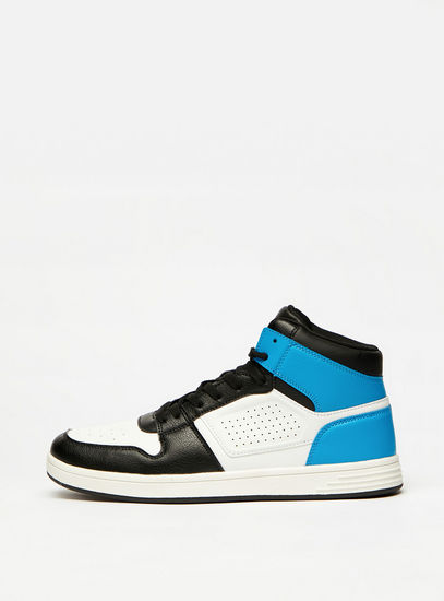 Colourblocked High Top Sneakers with Lace Closure