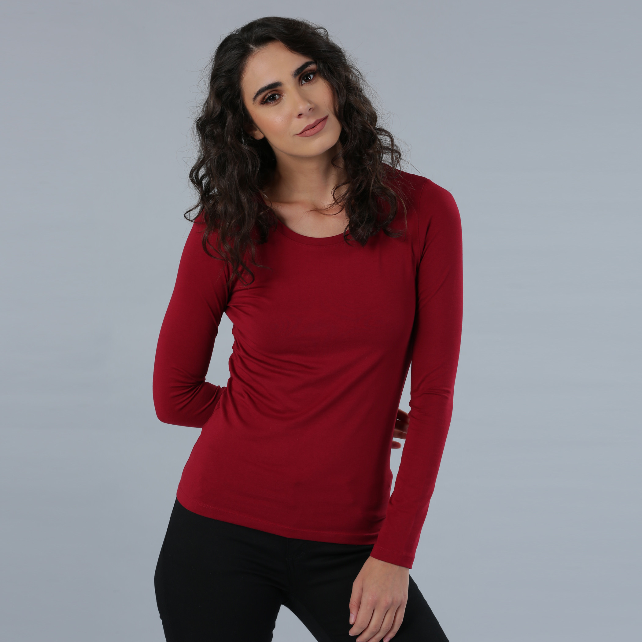 Shop Round Neck Long Sleeves T Shirt Online Max UAE